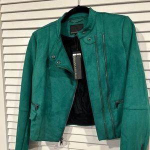 Green suede moto jacket